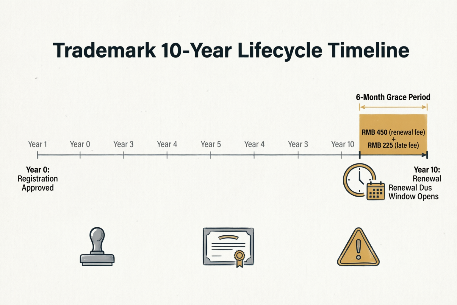 China trademark renewal cost and grace period timeline