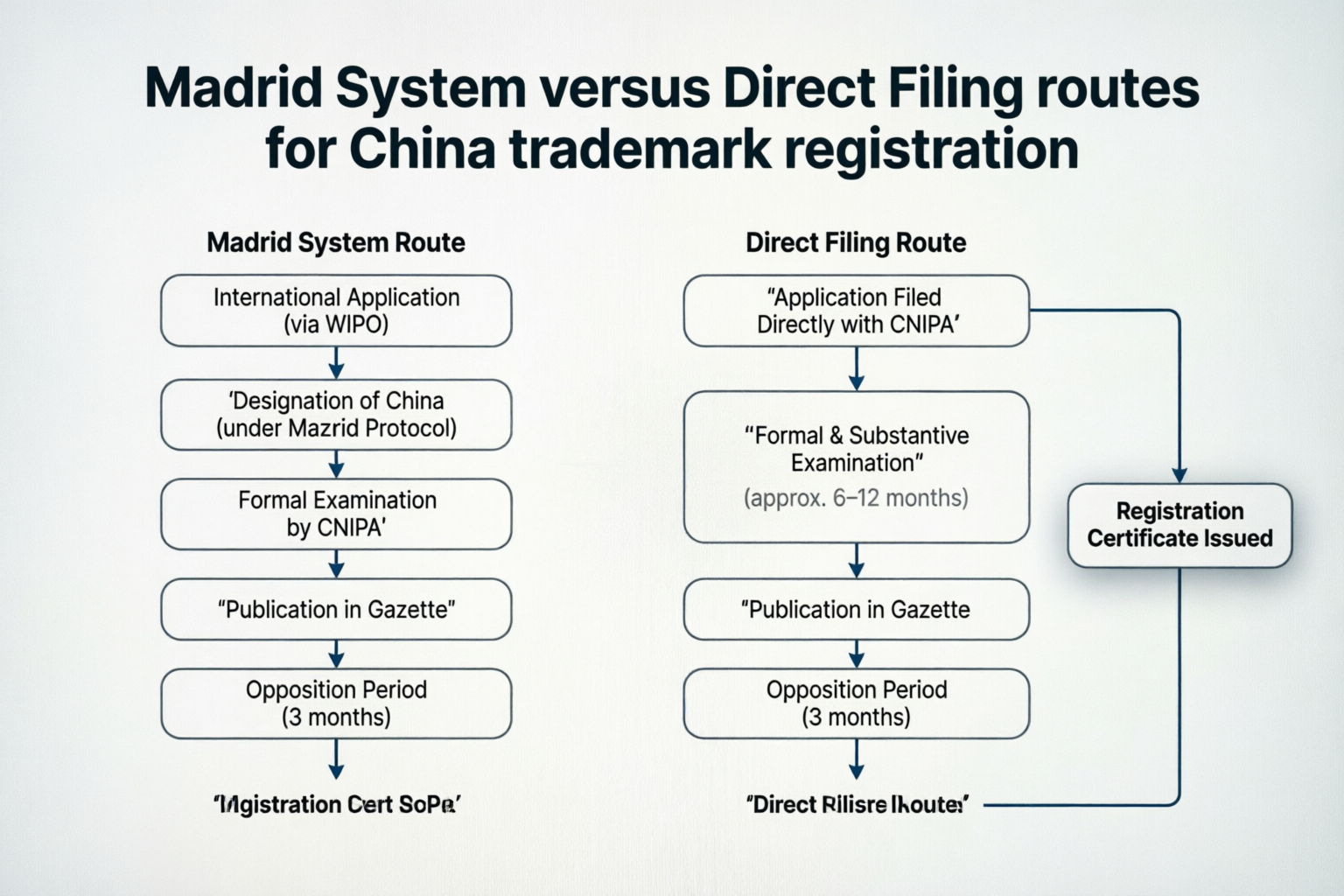 Madrid System vs Direct Filing route diagram